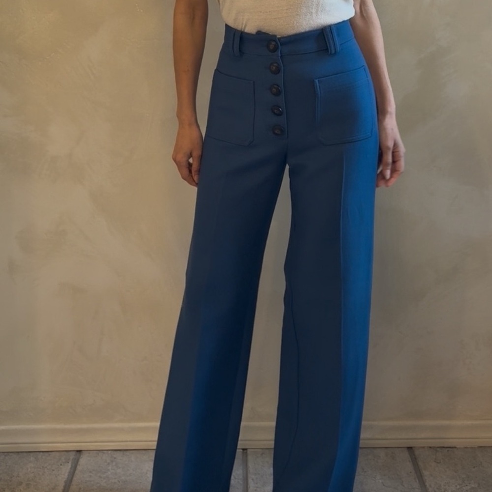 Sezane Pentalon Dan Trouser Wide Straight Leg Pants Wool Women's US Size 2 - Picture 3 of 15